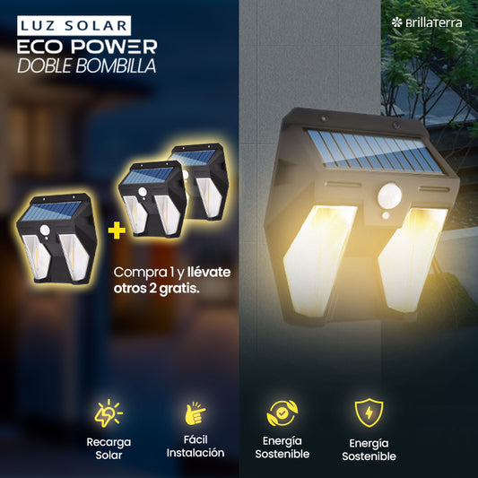 Luz Solar EcoPower con Doble Bombilla