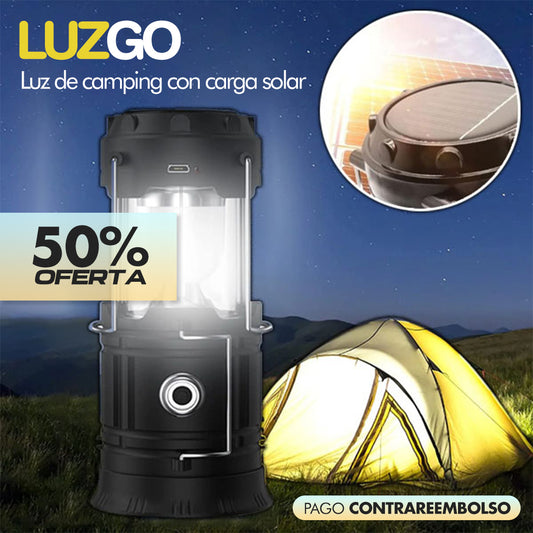 LuzGo – Lámpara solar recargable 2 en 1 para camping y emergencias